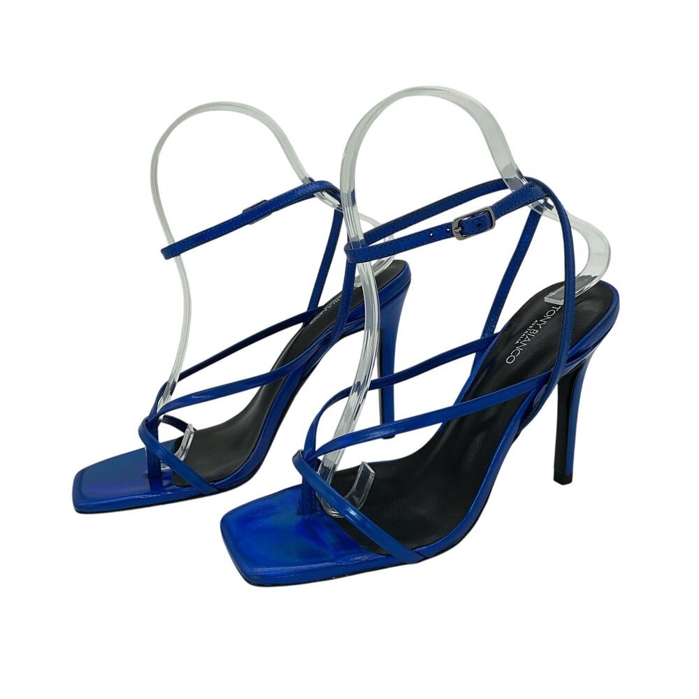 Tony Bianco Metallic Blue Strappy Stiletto Sandals - Picture 2 of 6